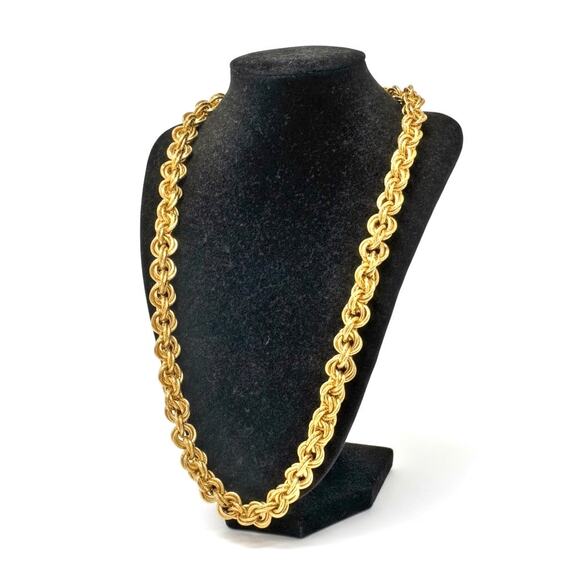 Vintage Givenchy Gold Plated Chunky Thick Gold Plated Necklace 24” Long One Size - Picture 2 of 13